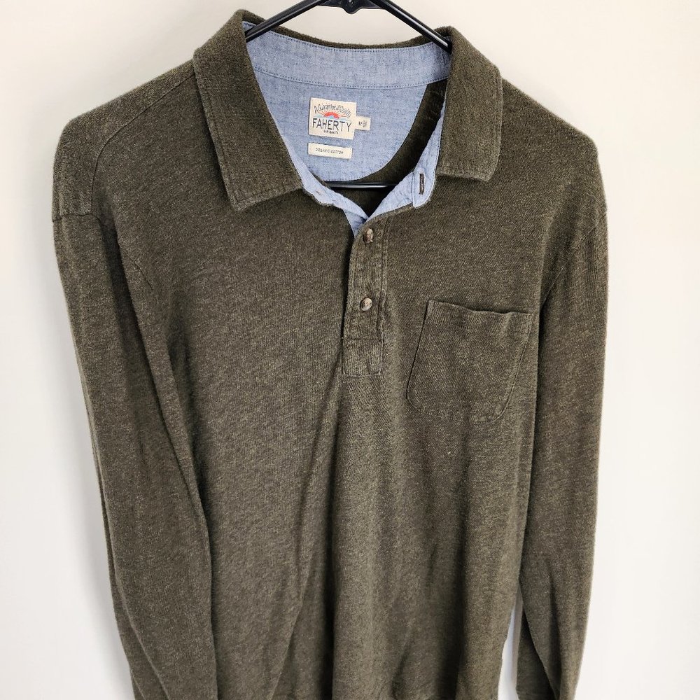 Faherty LS Polo - Forest Green - Size M